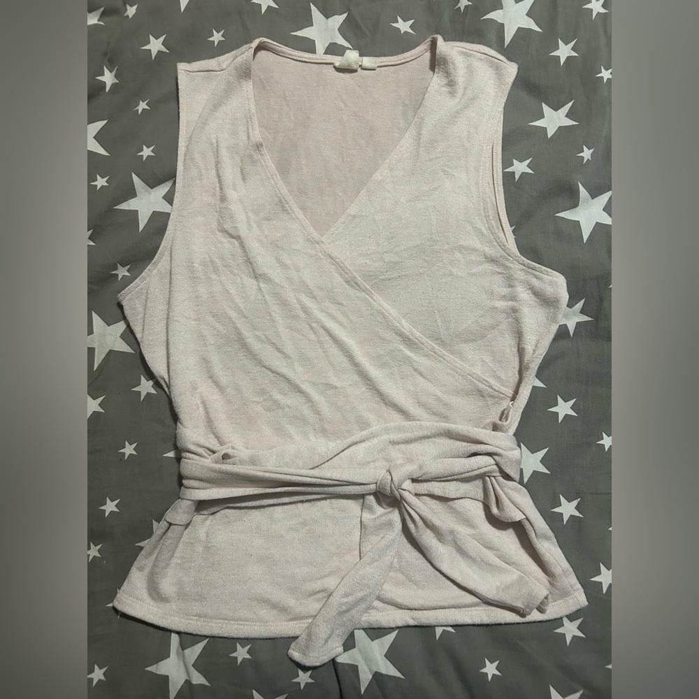 GAP Pink Sleeveless Wrap Around Top